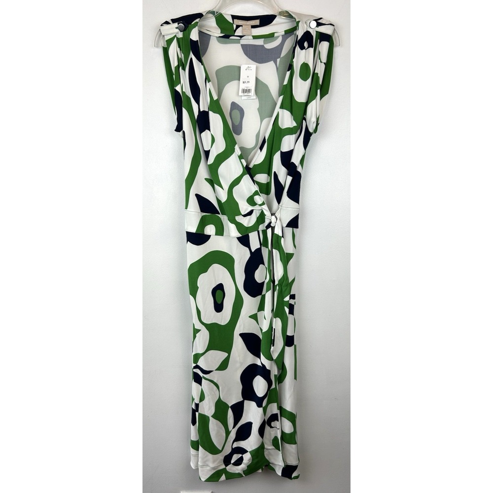 Banana Republic Wrap Dress Womens XS Kelly Green Midi Office Career Preppy Read